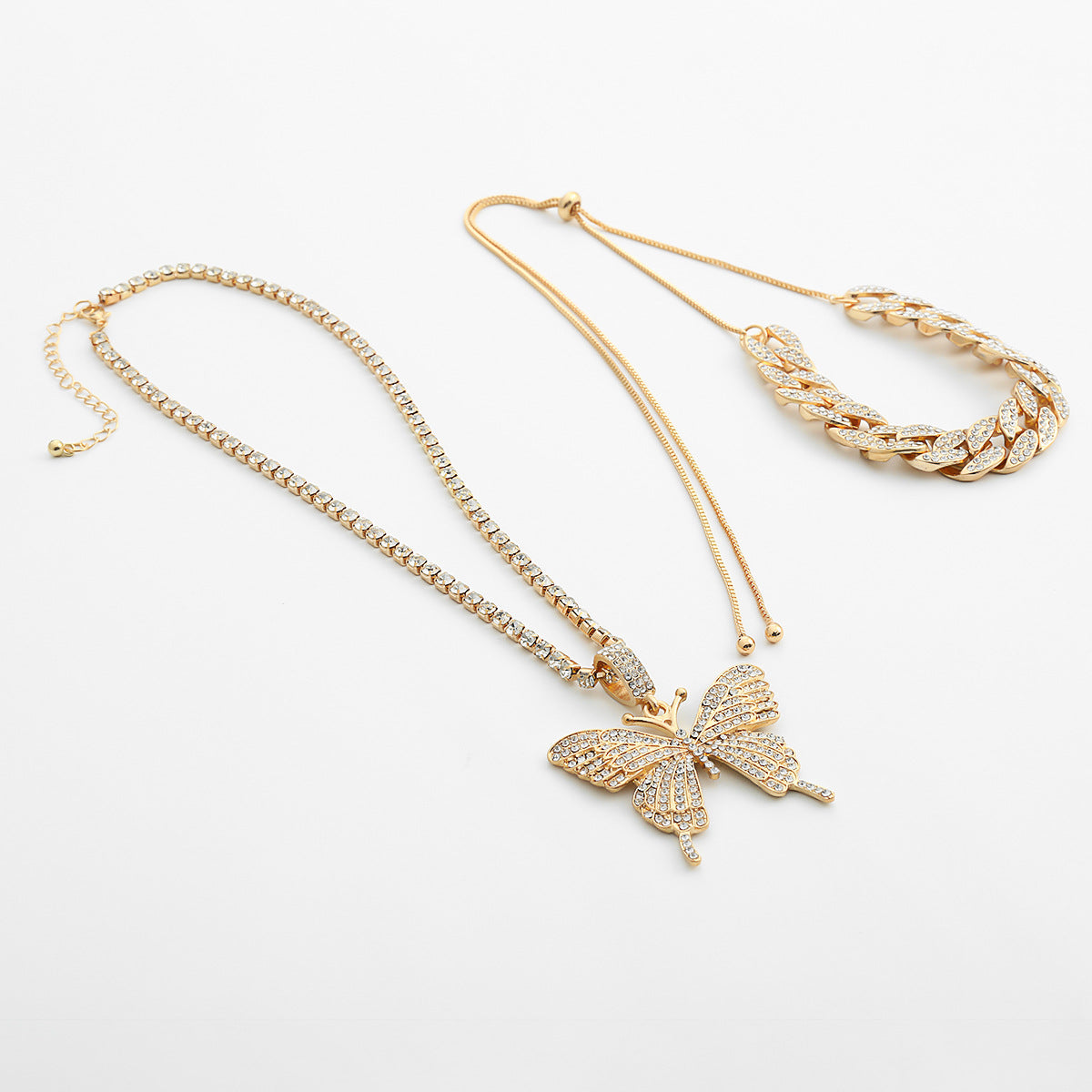 Wholesale Rhinestone Butterfly Pendant Alloy Necklace